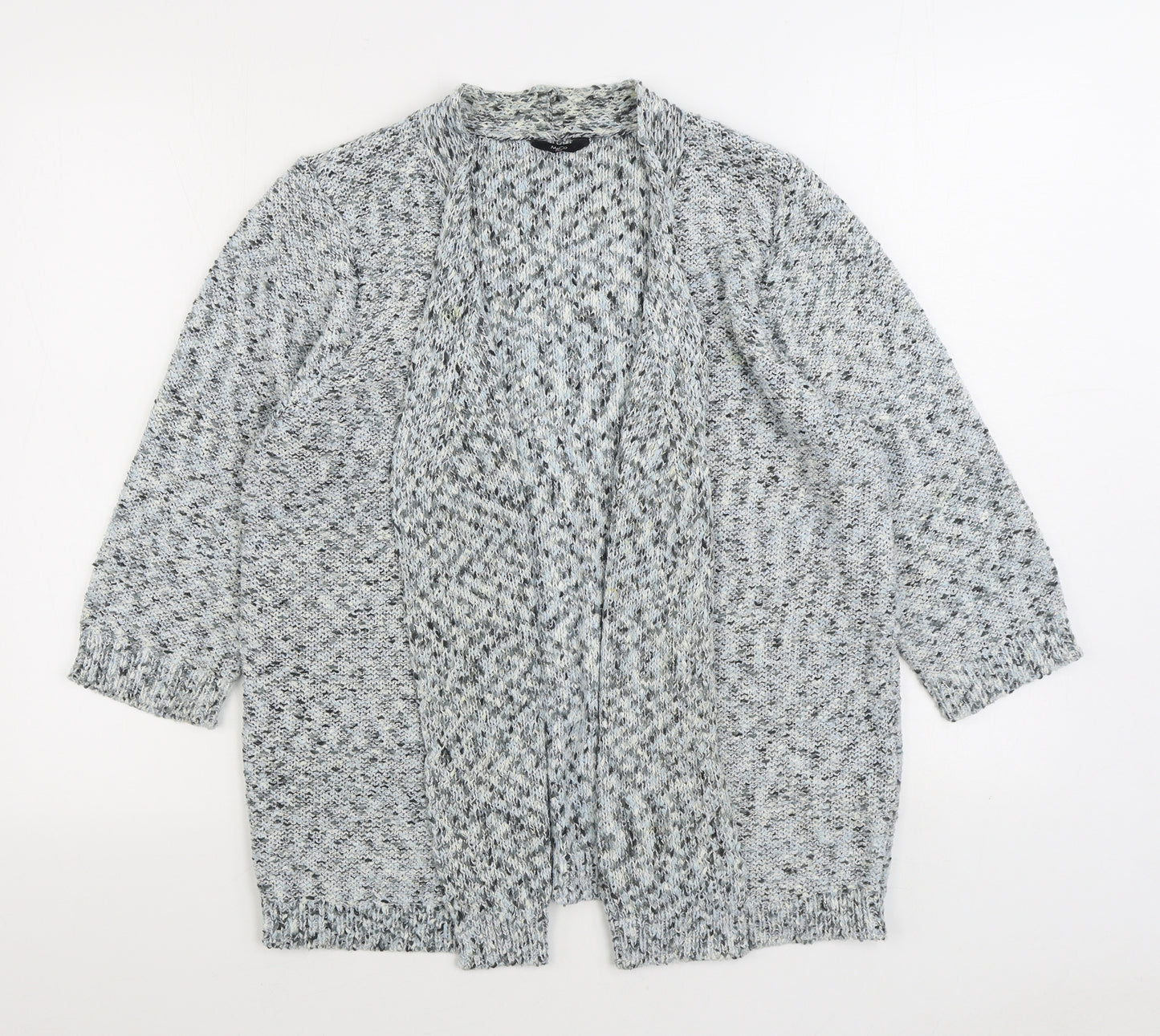 M&Co Womens Blue V-Neck Acrylic Cardigan Jumper Size 18