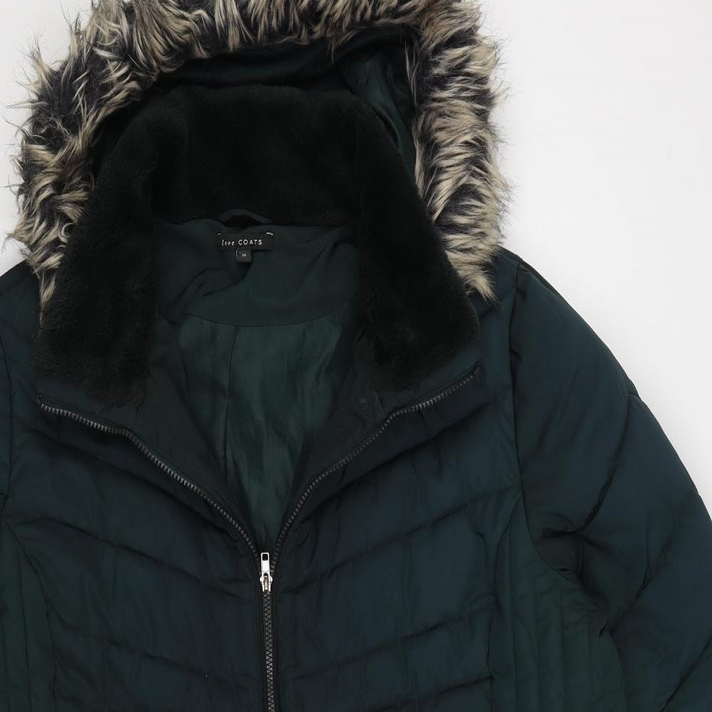 Love Coats Womens Green Parka Coat Size 28 Zip