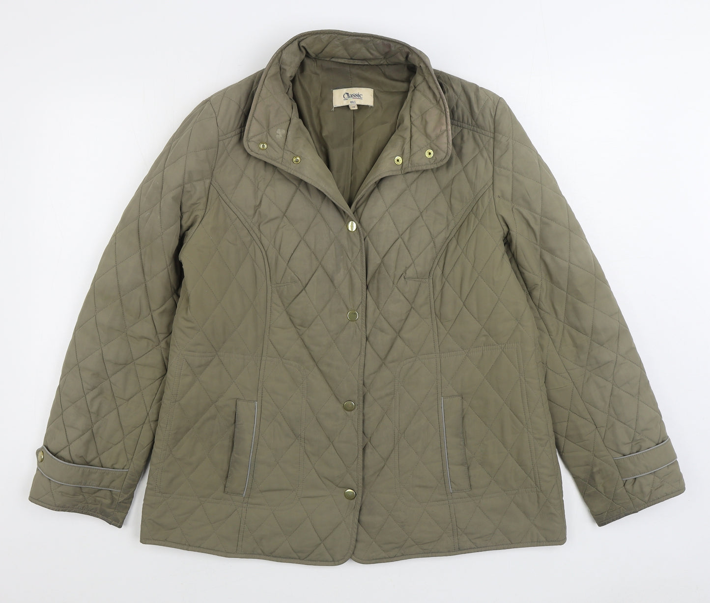 Marks and Spencer Womens Beige Quilted Coat Size 14 Button