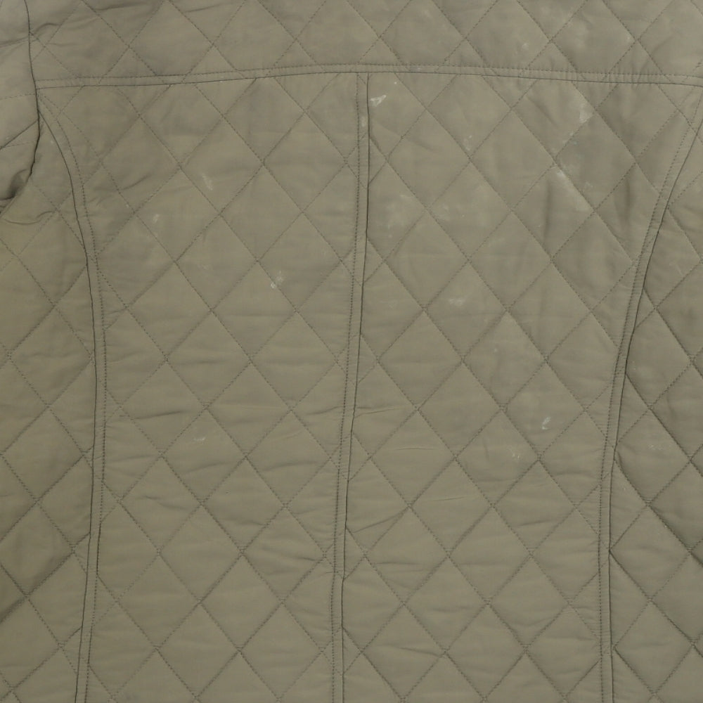 Marks and Spencer Womens Beige Quilted Coat Size 14 Button