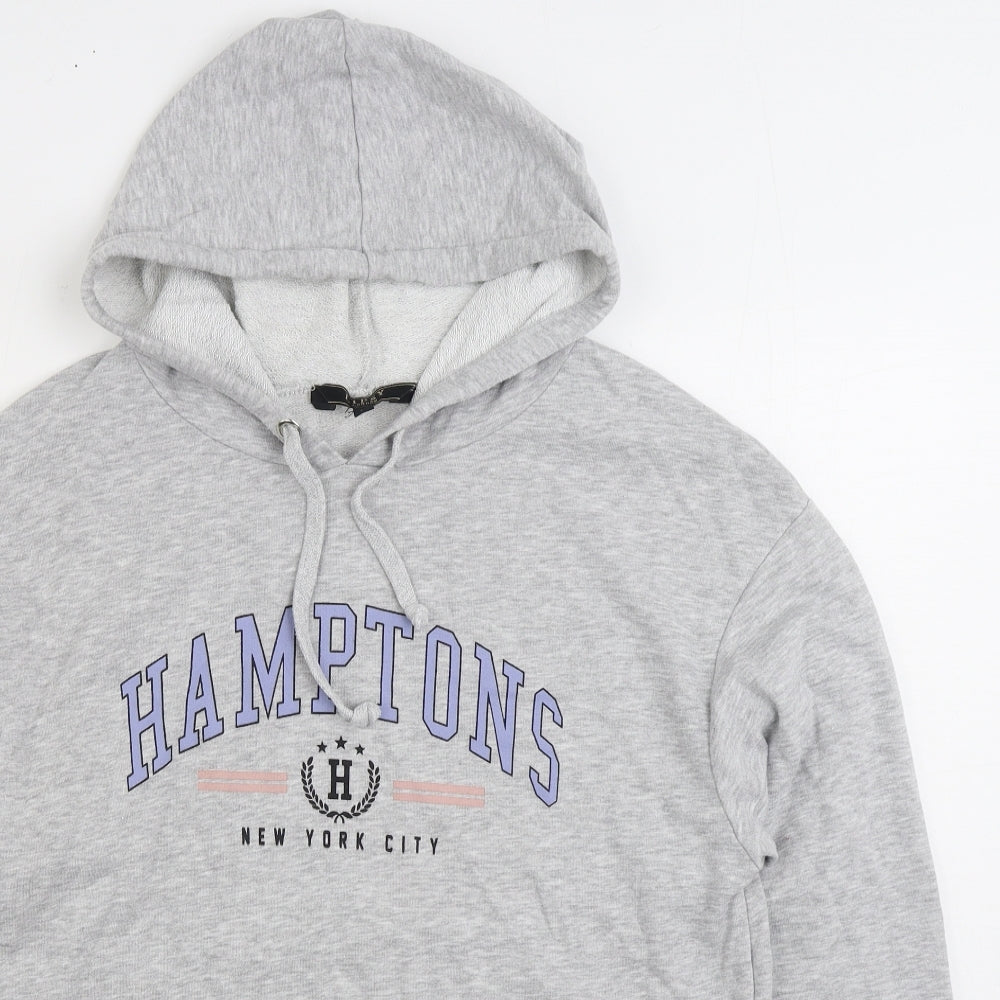Lipsy Womens Grey Cotton Pullover Hoodie Size M Pullover
