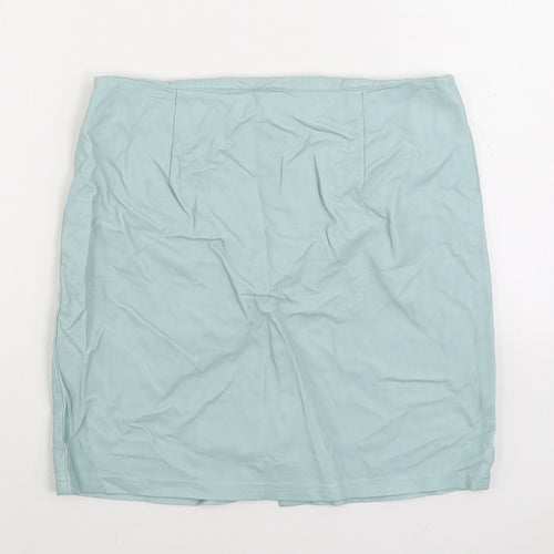 Primark Womens Blue Polyurethane A-Line Skirt Size 12 Zip