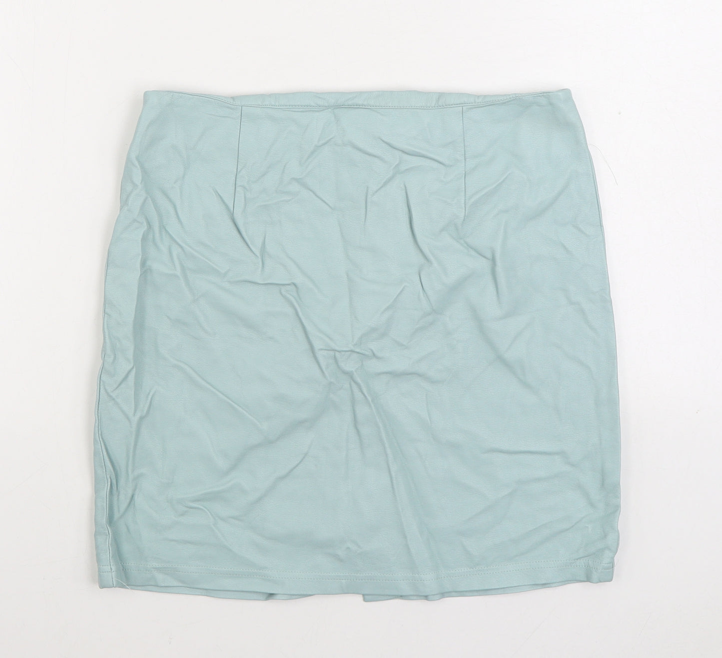 Primark Womens Blue Polyurethane A-Line Skirt Size 12 Zip