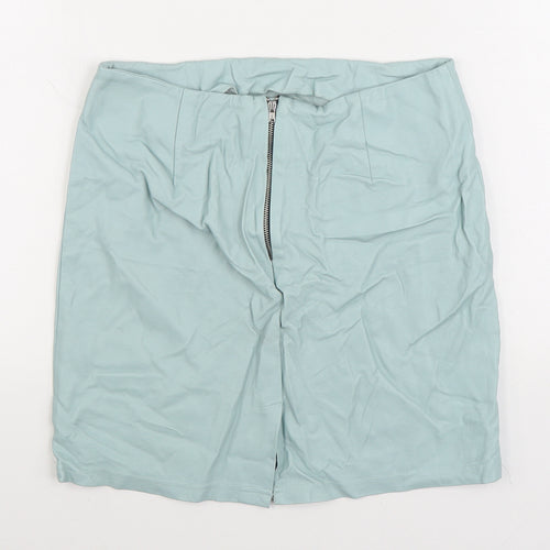 Primark Womens Blue Polyurethane A-Line Skirt Size 12 Zip