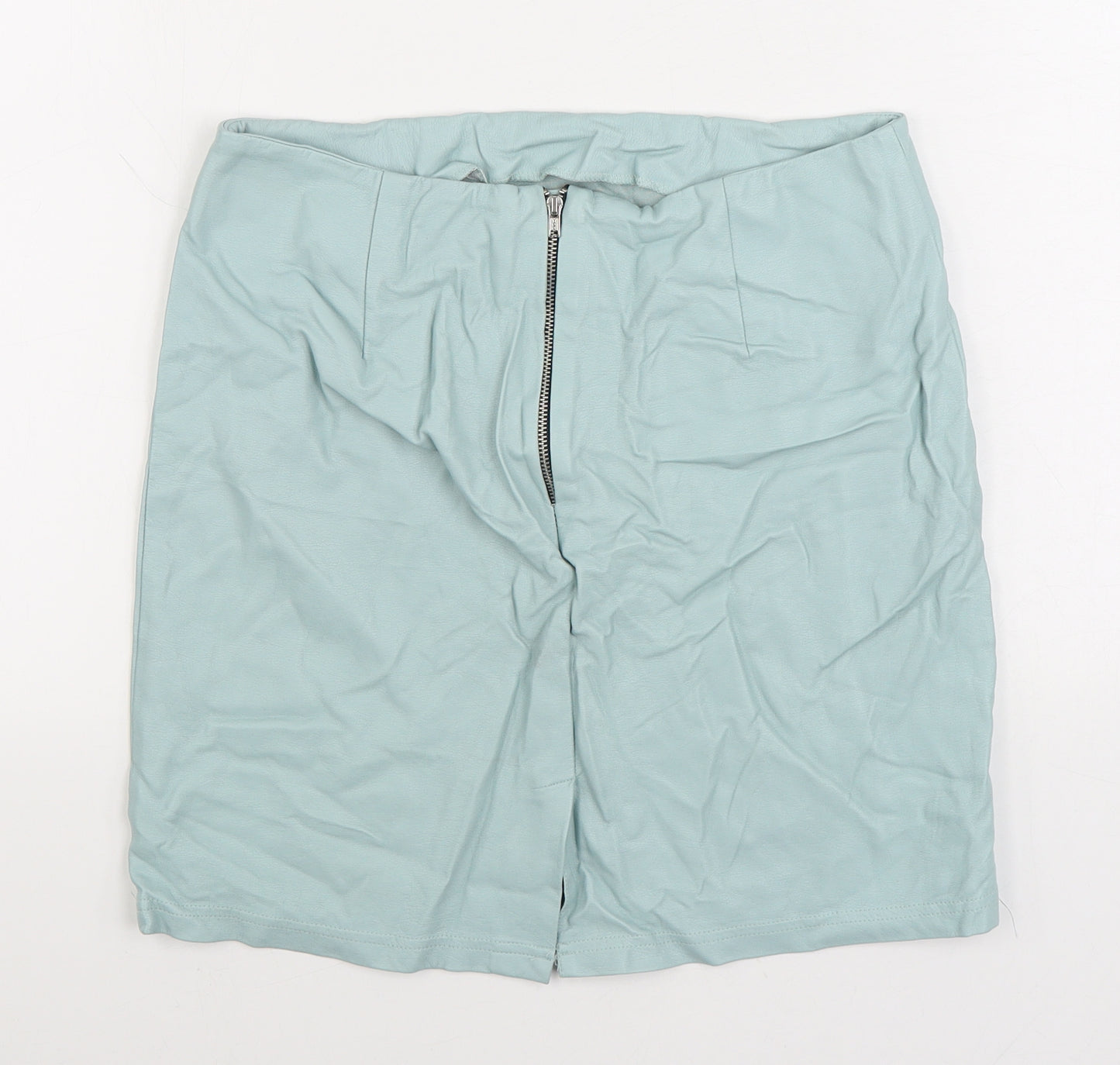 Primark Womens Blue Polyurethane A-Line Skirt Size 12 Zip