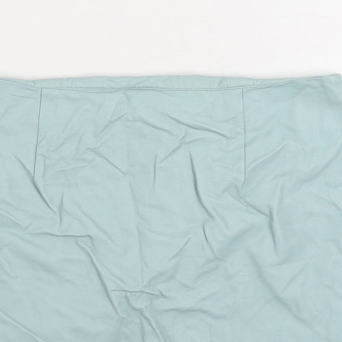 Primark Womens Blue Polyurethane A-Line Skirt Size 12 Zip