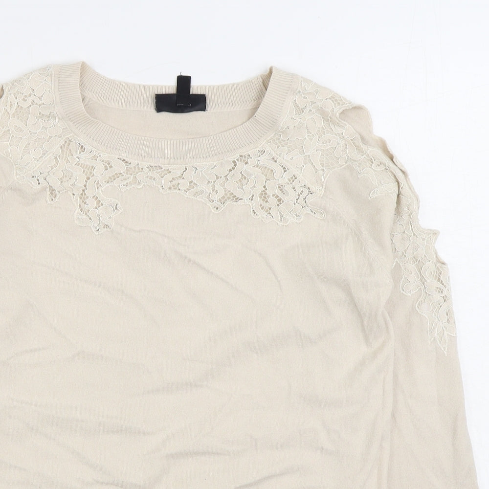 Topshop Womens White Boat Neck Viscose Pullover Jumper Size 6