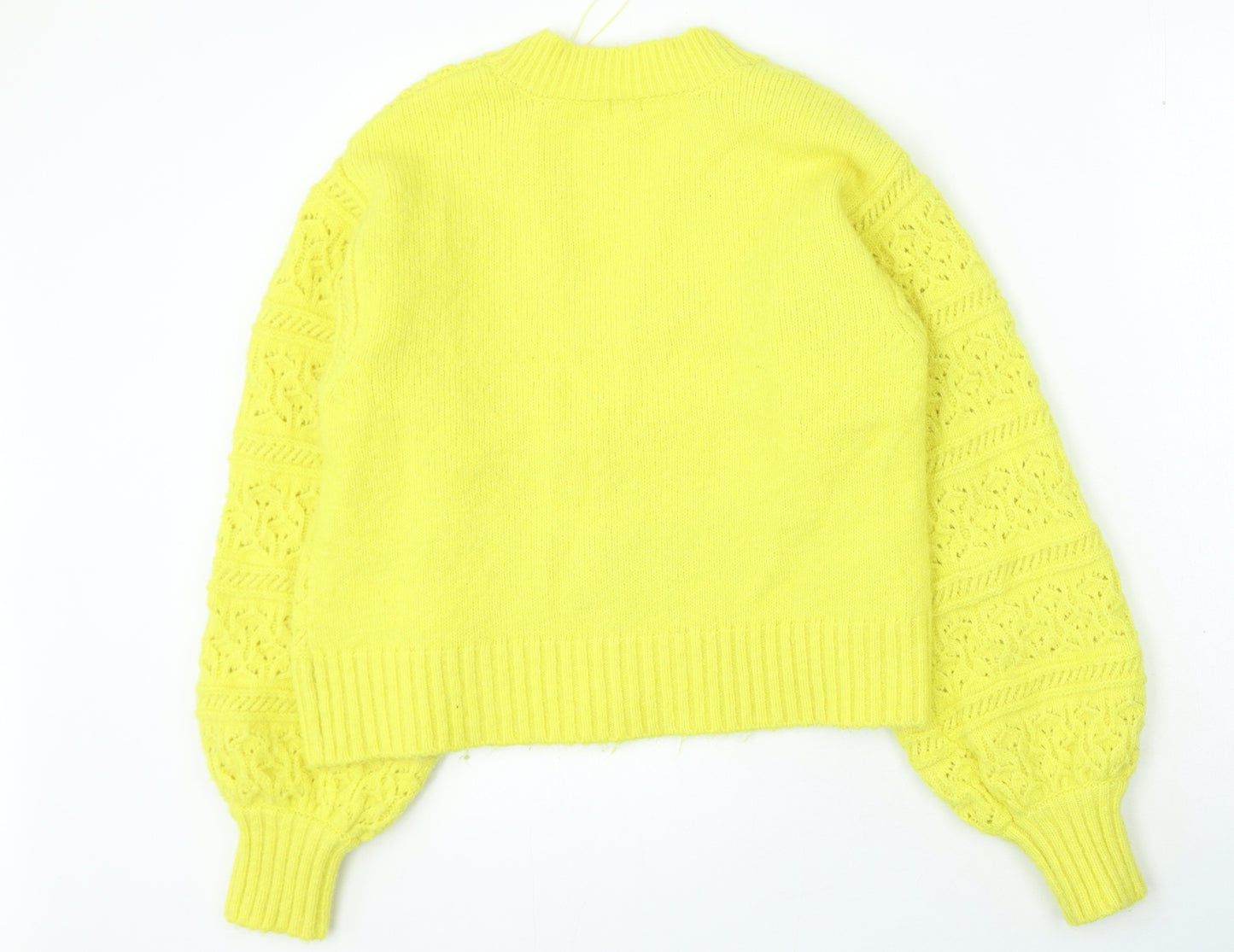 River Island Womens Yellow V-Neck Polyester Cardigan Jumper Size M
