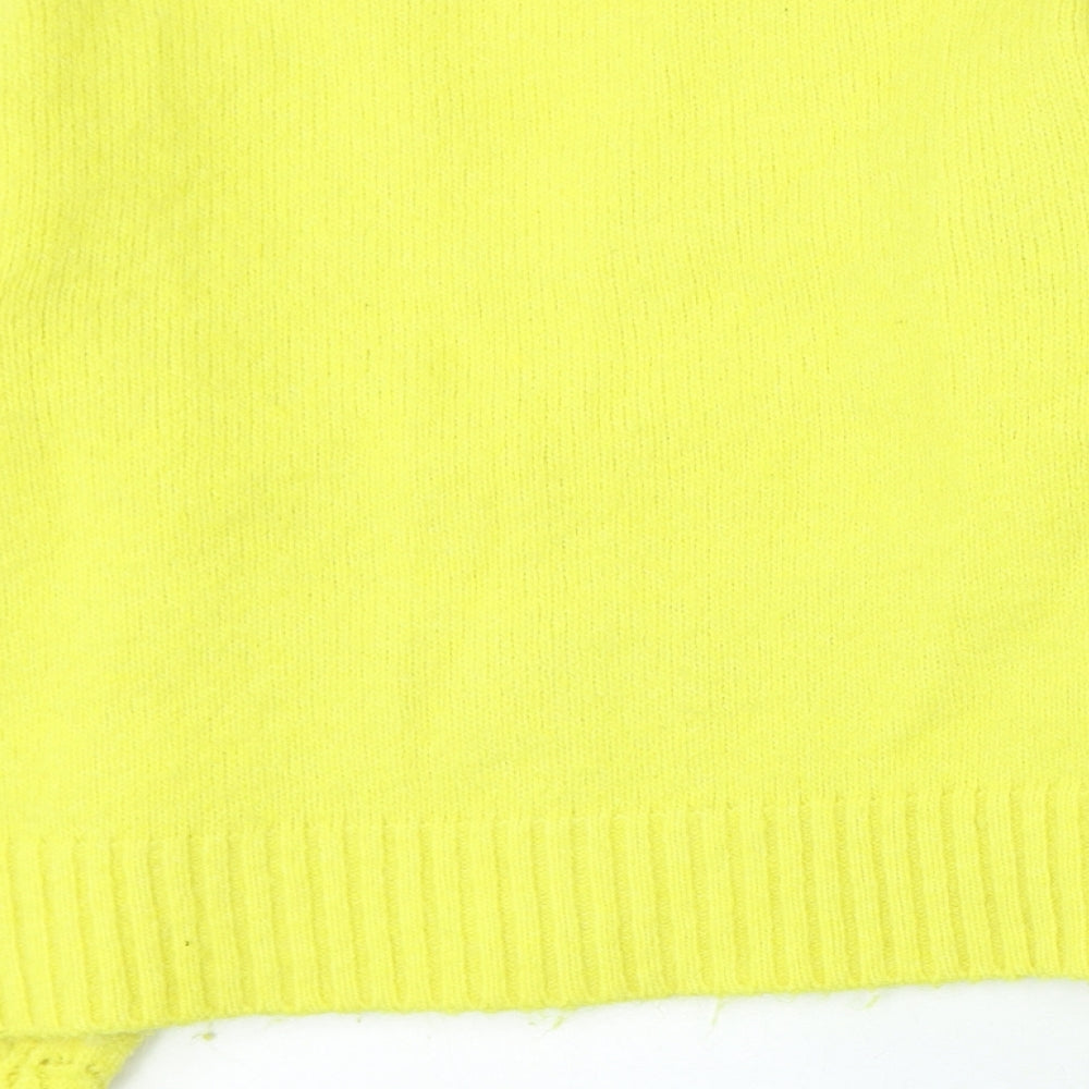 River Island Womens Yellow V-Neck Polyester Cardigan Jumper Size M