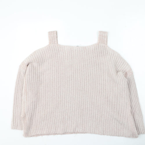 New look Womens Pink Square Neck Acrylic Pullover Jumper Size M