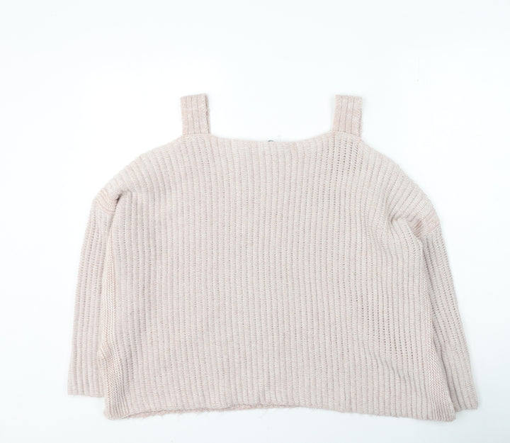 New look Womens Pink Square Neck Acrylic Pullover Jumper Size M