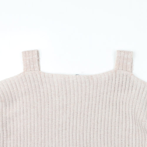 New look Womens Pink Square Neck Acrylic Pullover Jumper Size M