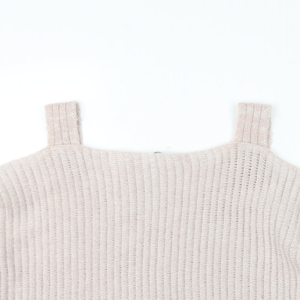 New look Womens Pink Square Neck Acrylic Pullover Jumper Size M