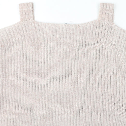 New look Womens Pink Square Neck Acrylic Pullover Jumper Size M