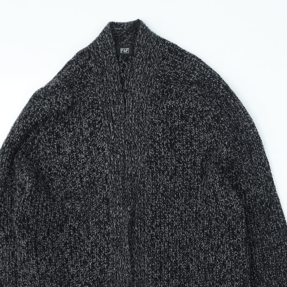 F&F Womens Grey V-Neck Acrylic Cardigan Jumper Size 12