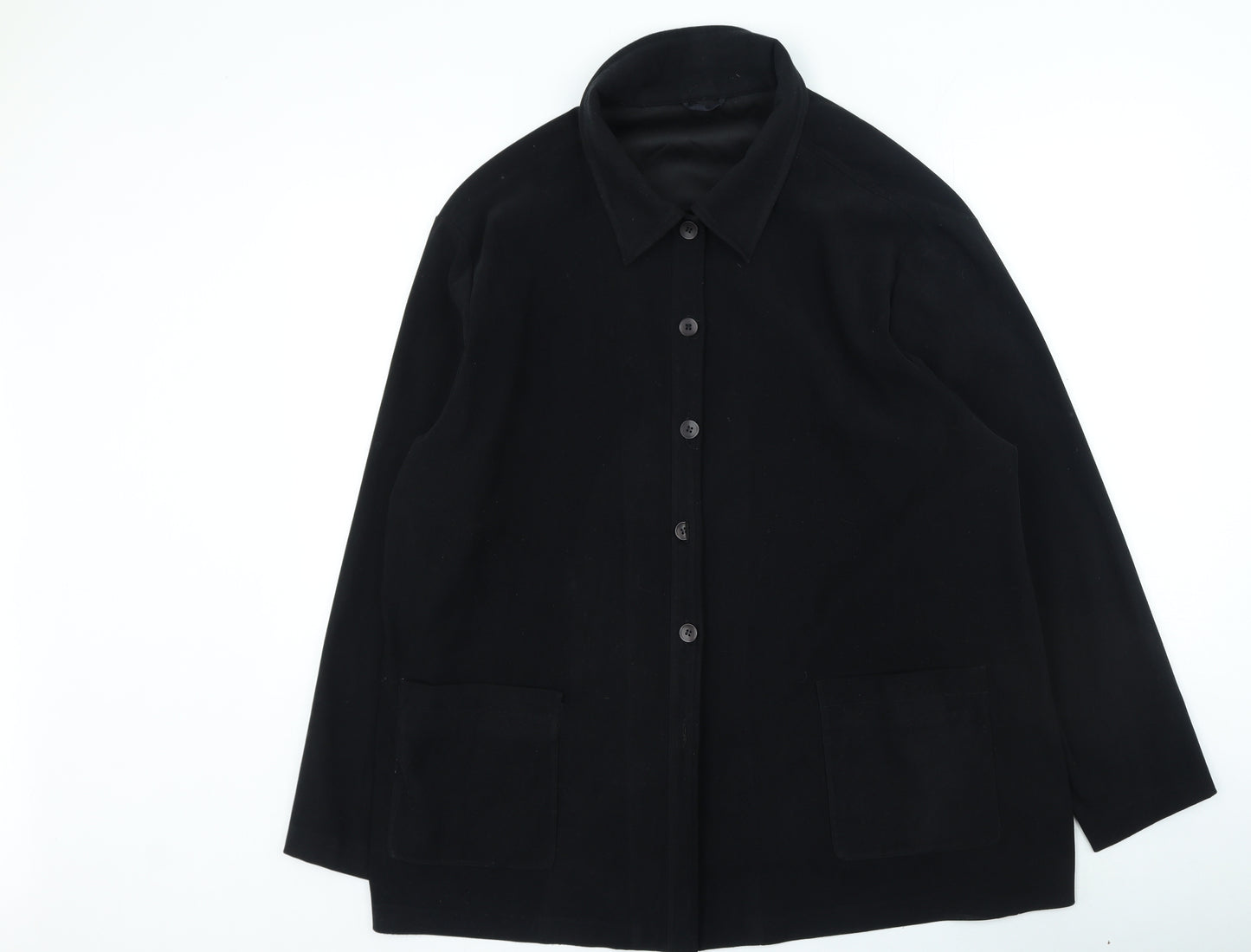 essence Womens Black Polyester Basic Button-Up Size 24 Collared