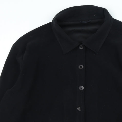 essence Womens Black Polyester Basic Button-Up Size 24 Collared
