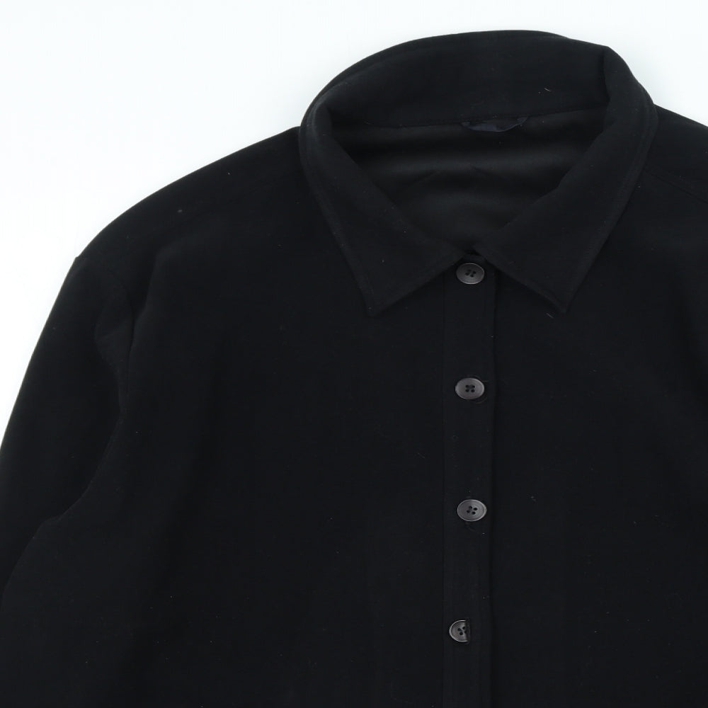 essence Womens Black Polyester Basic Button-Up Size 24 Collared