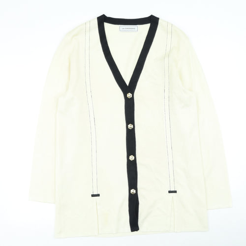 la confidence Womens Beige Round Neck Viscose Cardigan Jumper Size M