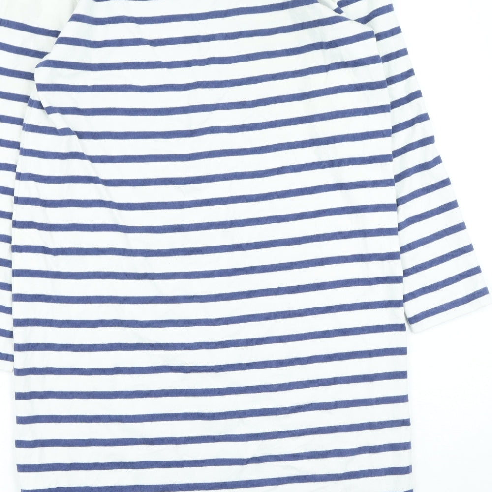 Polo Ralph Lauren Womens Blue Striped Cotton Jumper Dress Size M Round Neck