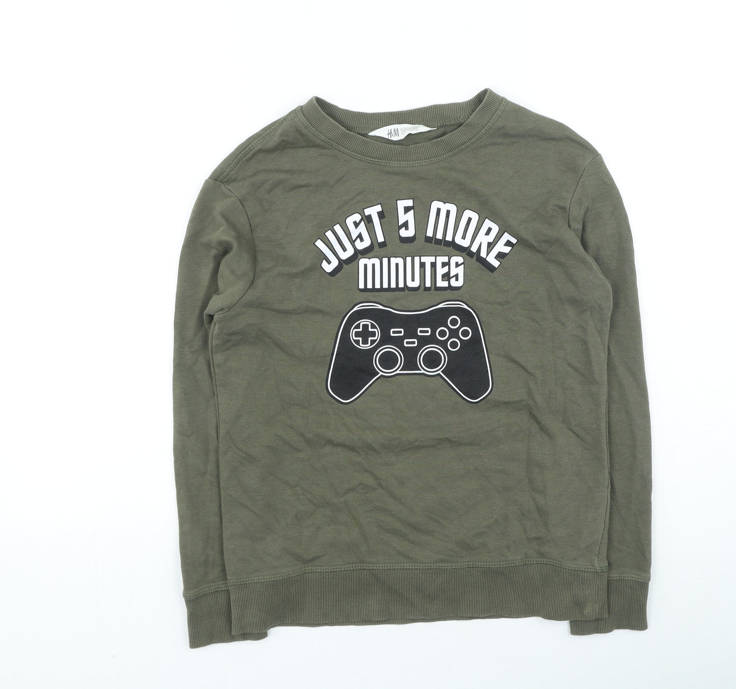 H&M Boys Green Cotton Pullover Sweatshirt Size 8-9 Years - controller