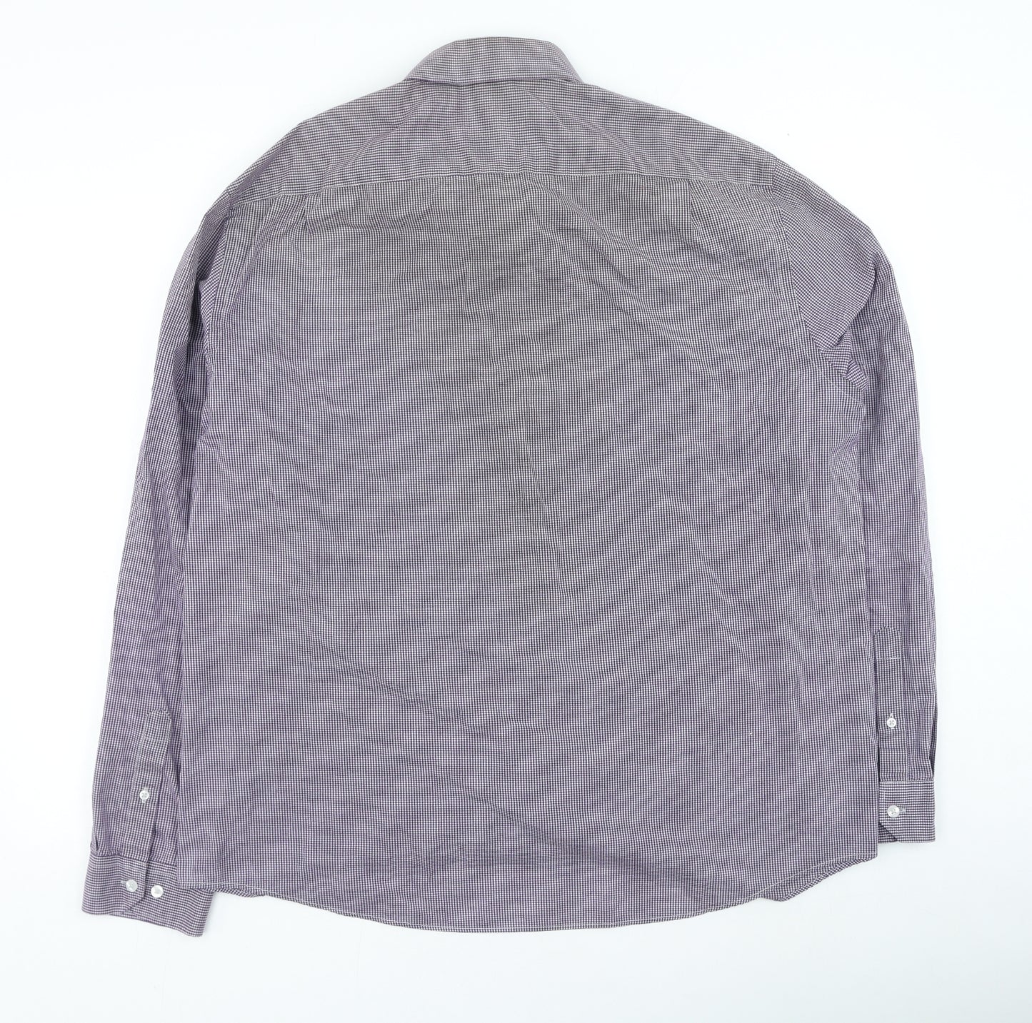 George Mens Purple Check Polyester Button-Up Size 44 Collared