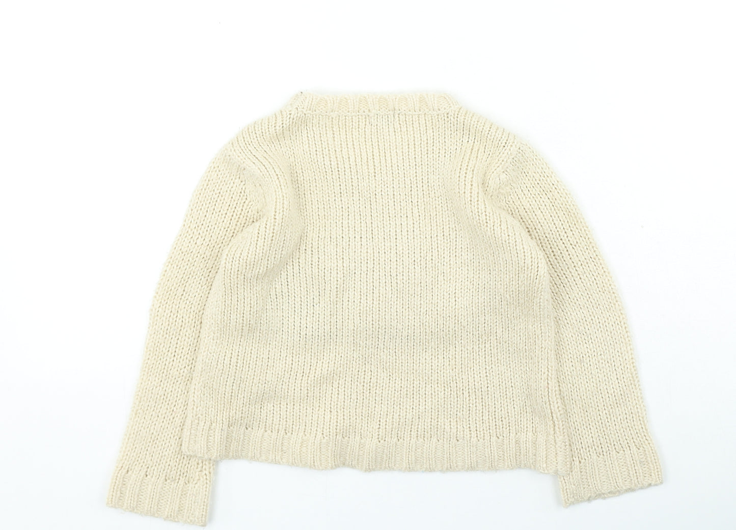 F&F Girls Beige Round Neck Acrylic Pullover Jumper Size 4-5 Years - hedgehog