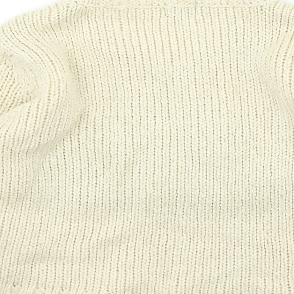 F&F Girls Beige Round Neck Acrylic Pullover Jumper Size 4-5 Years - hedgehog