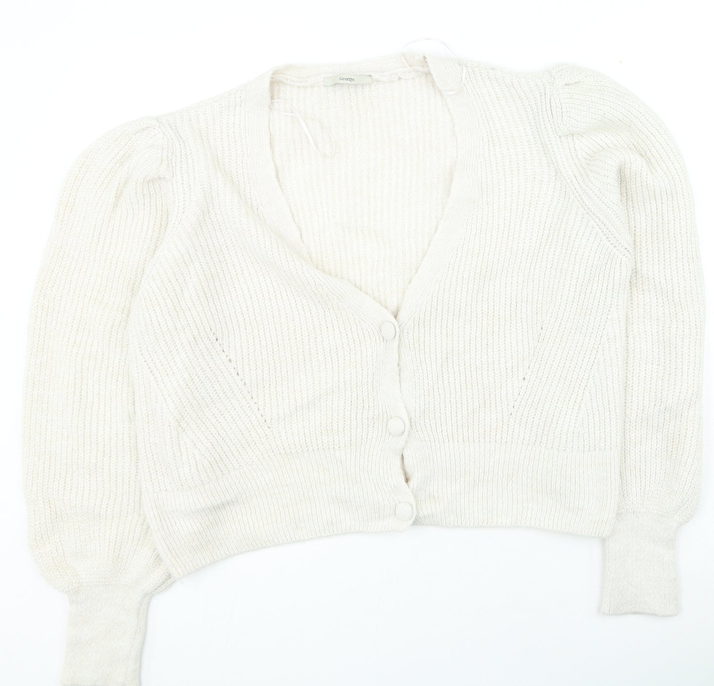 George Womens Ivory V-Neck Acrylic Cardigan Jumper Size 20