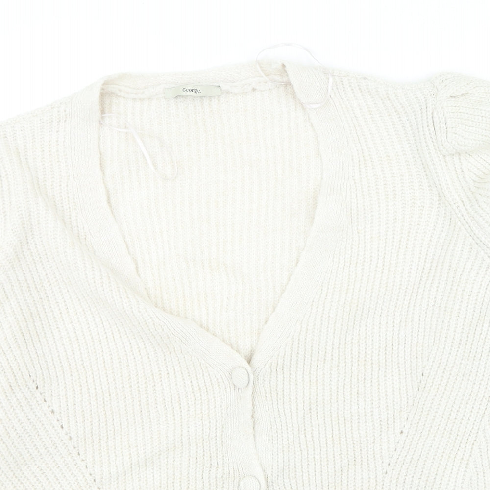 George Womens Ivory V-Neck Acrylic Cardigan Jumper Size 20