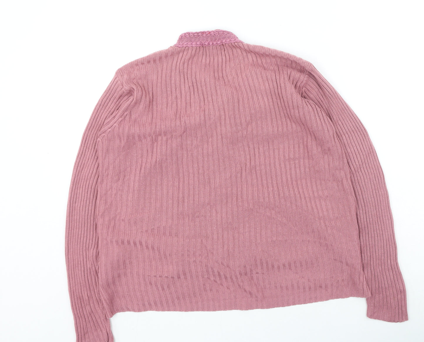 klassique Womens Pink Round Neck Acrylic Cardigan Jumper Size S