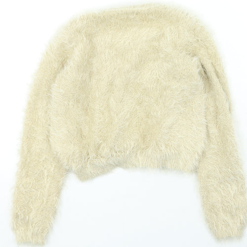Monsoon Girls Gold Round Neck Nylon Cardigan Jumper Size 9-10 Years