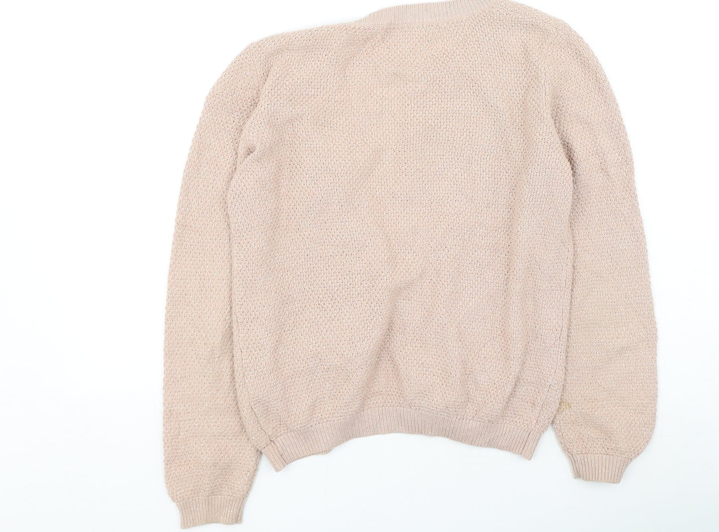 savida Womens Pink Round Neck Cotton Cardigan Jumper Size S
