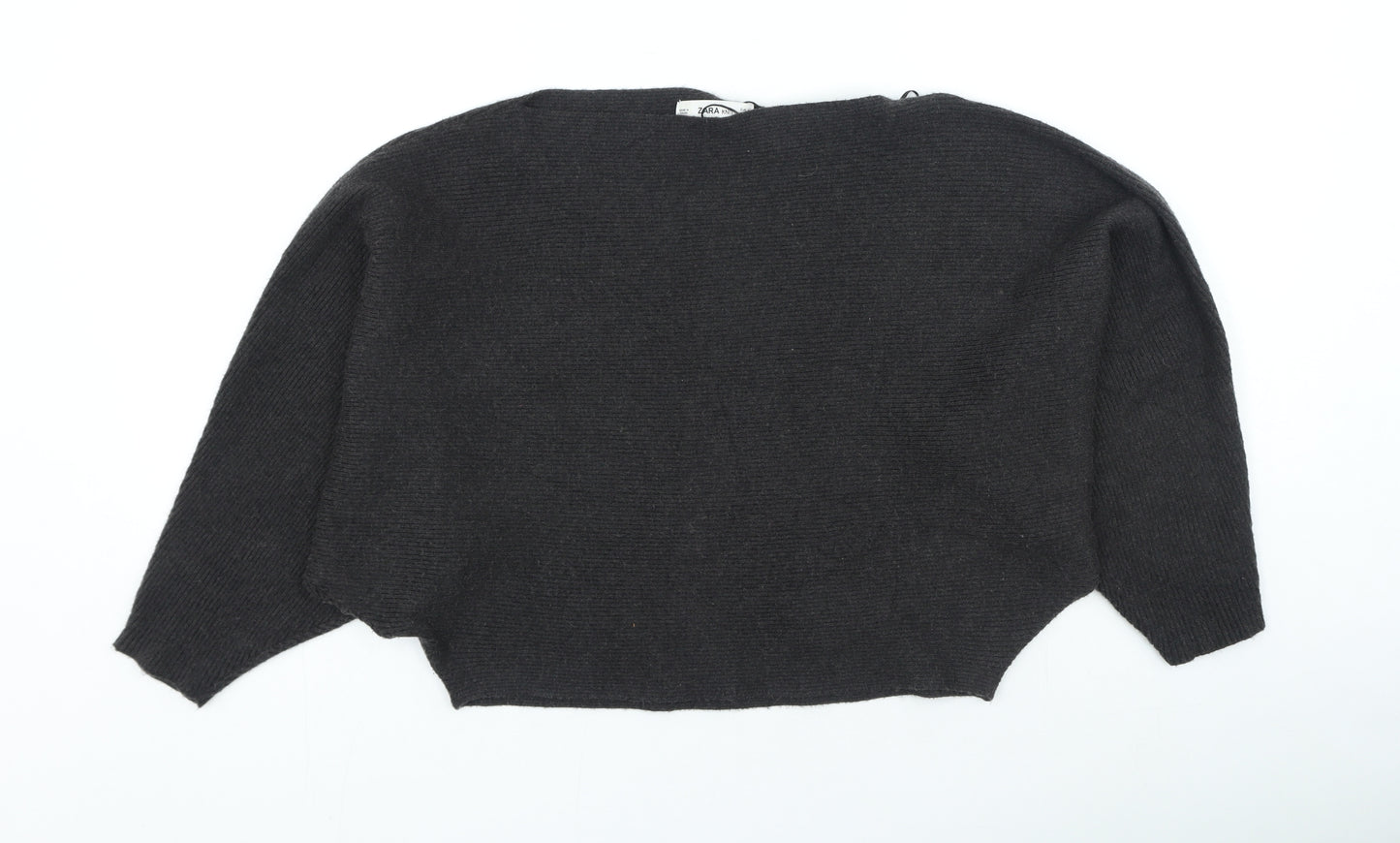 Zara Womens Grey Scoop Neck Viscose Pullover Jumper Size M