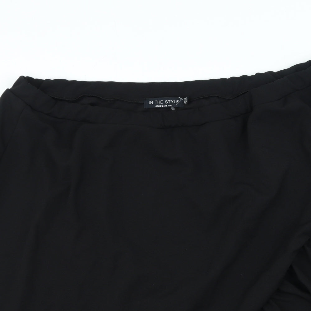In the Style Womens Black Polyester Flare Skirt Size 24