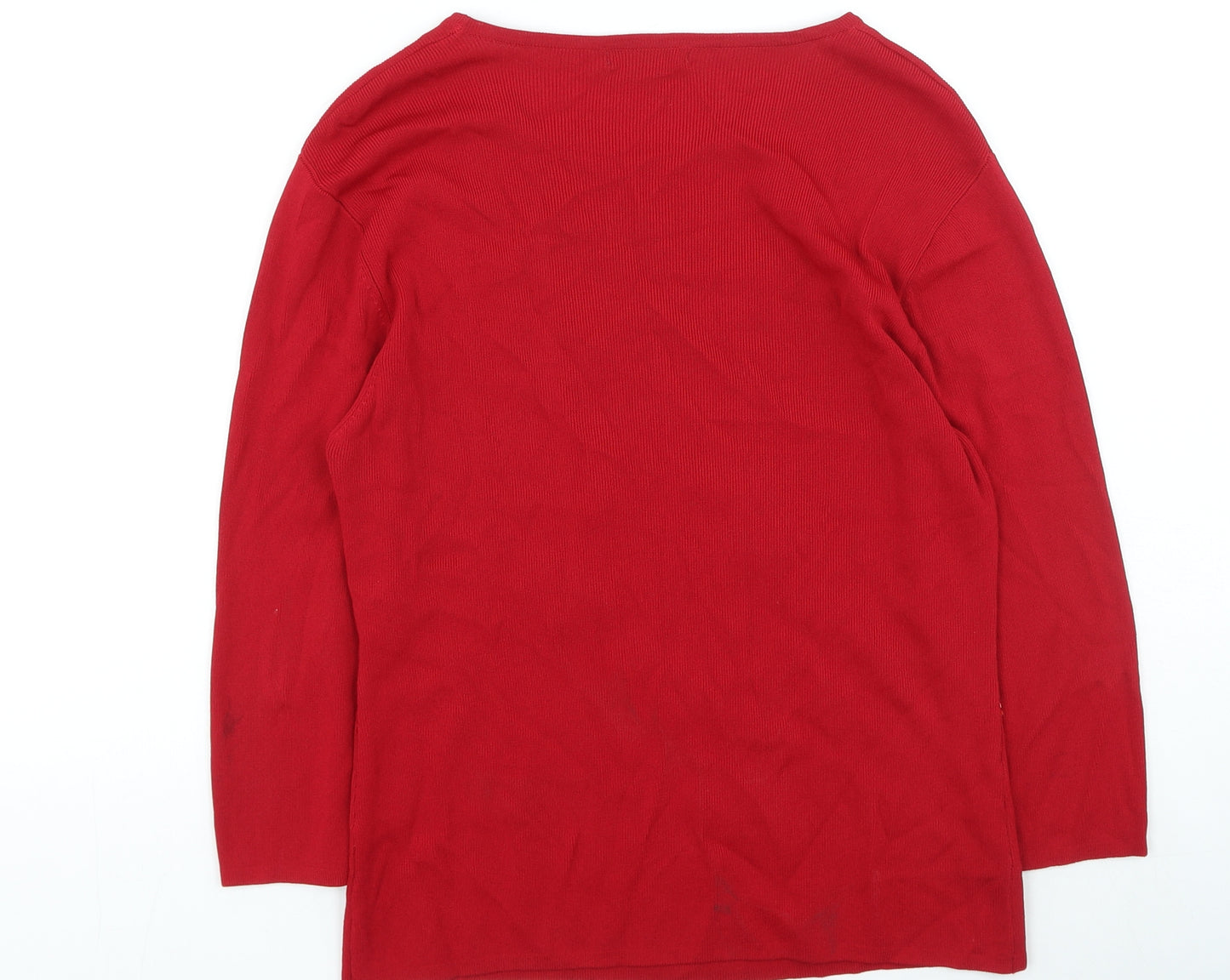 After Dark Womens Red Round Neck Rayon Pullover Jumper Size M