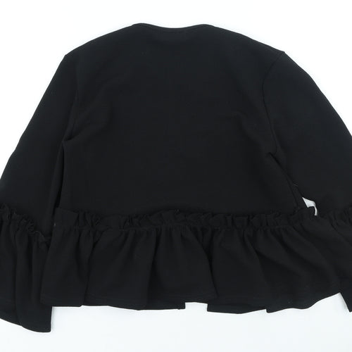 PRETTYLITTLETHING Womens Black V-Neck Polyester Cardigan Jumper Size 10