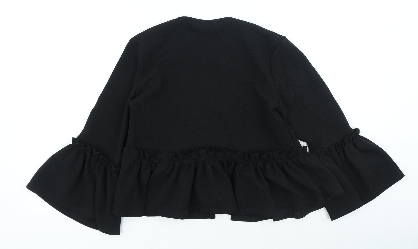 PRETTYLITTLETHING Womens Black V-Neck Polyester Cardigan Jumper Size 10