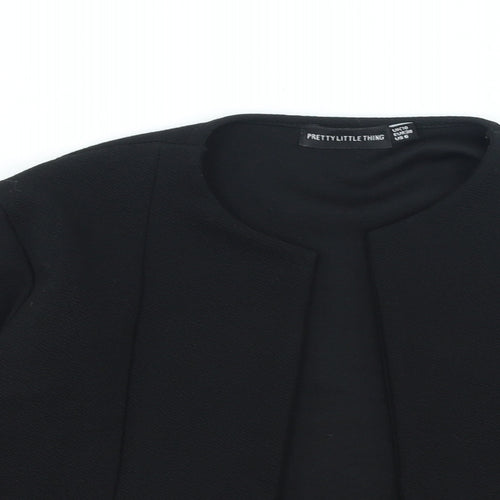 PRETTYLITTLETHING Womens Black V-Neck Polyester Cardigan Jumper Size 10