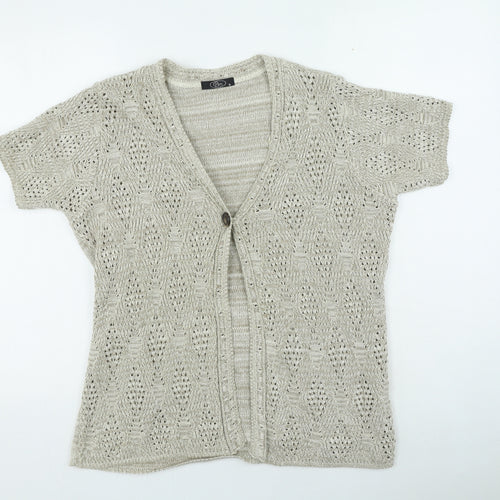 Bonmarché Womens Beige V-Neck Acrylic Cardigan Jumper Size M