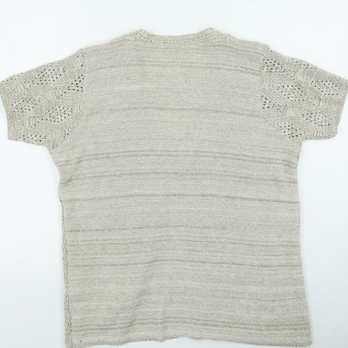 Bonmarché Womens Beige V-Neck Acrylic Cardigan Jumper Size M