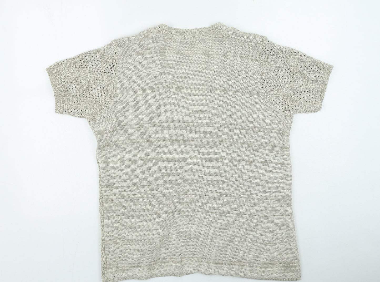 Bonmarché Womens Beige V-Neck Acrylic Cardigan Jumper Size M