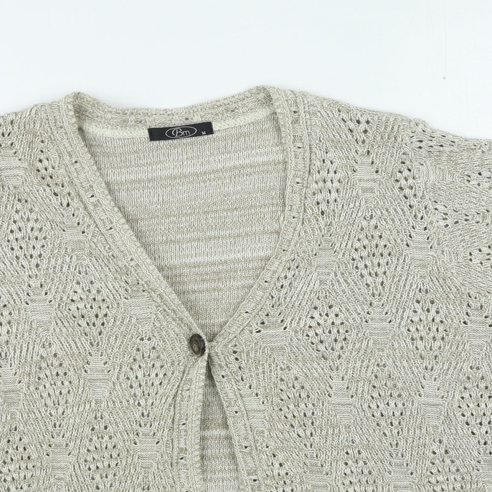 Bonmarché Womens Beige V-Neck Acrylic Cardigan Jumper Size M