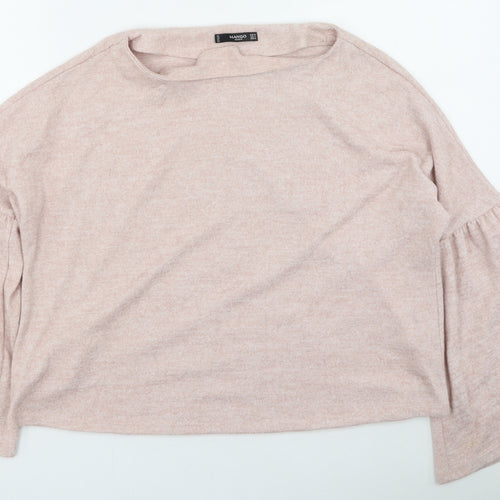 Mango Womens Pink Round Neck Polyester Pullover Jumper Size M