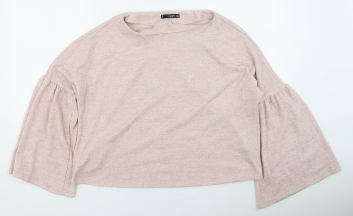 Mango Womens Pink Round Neck Polyester Pullover Jumper Size M