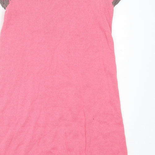 Mini Boden Girls Pink Striped Cotton A-Line Size 9-10 Years Crew Neck Pullover