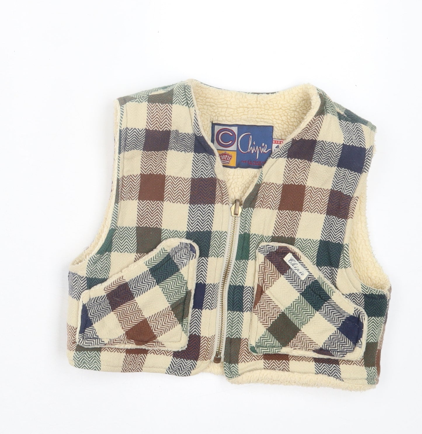 Chipie Boys Multicoloured Plaid Gilet Jacket Size 4 Years Zip