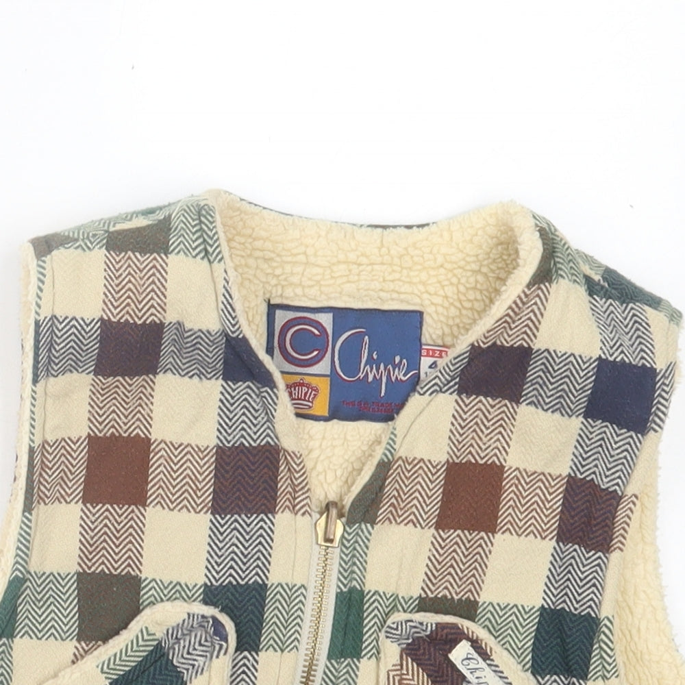 Chipie Boys Multicoloured Plaid Gilet Jacket Size 4 Years Zip