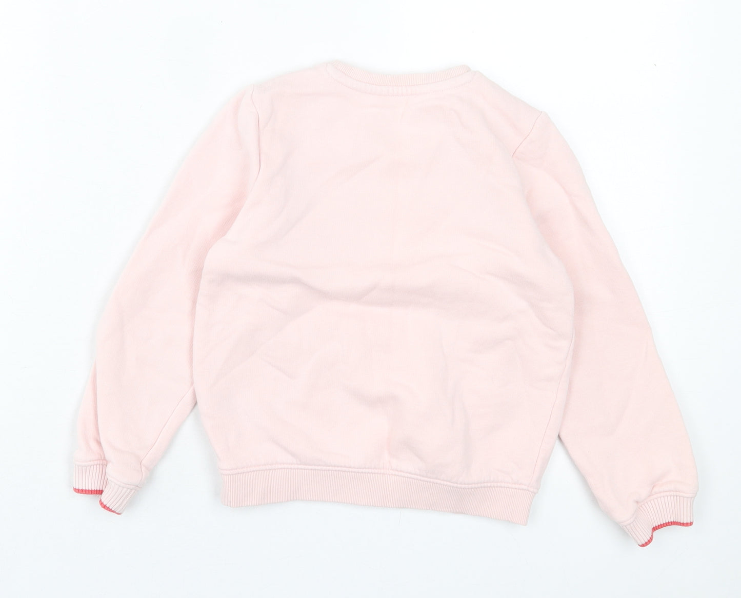 Marks and Spencer Girls Pink Cotton Pullover Sweatshirt Size 5-6 Years Pullover