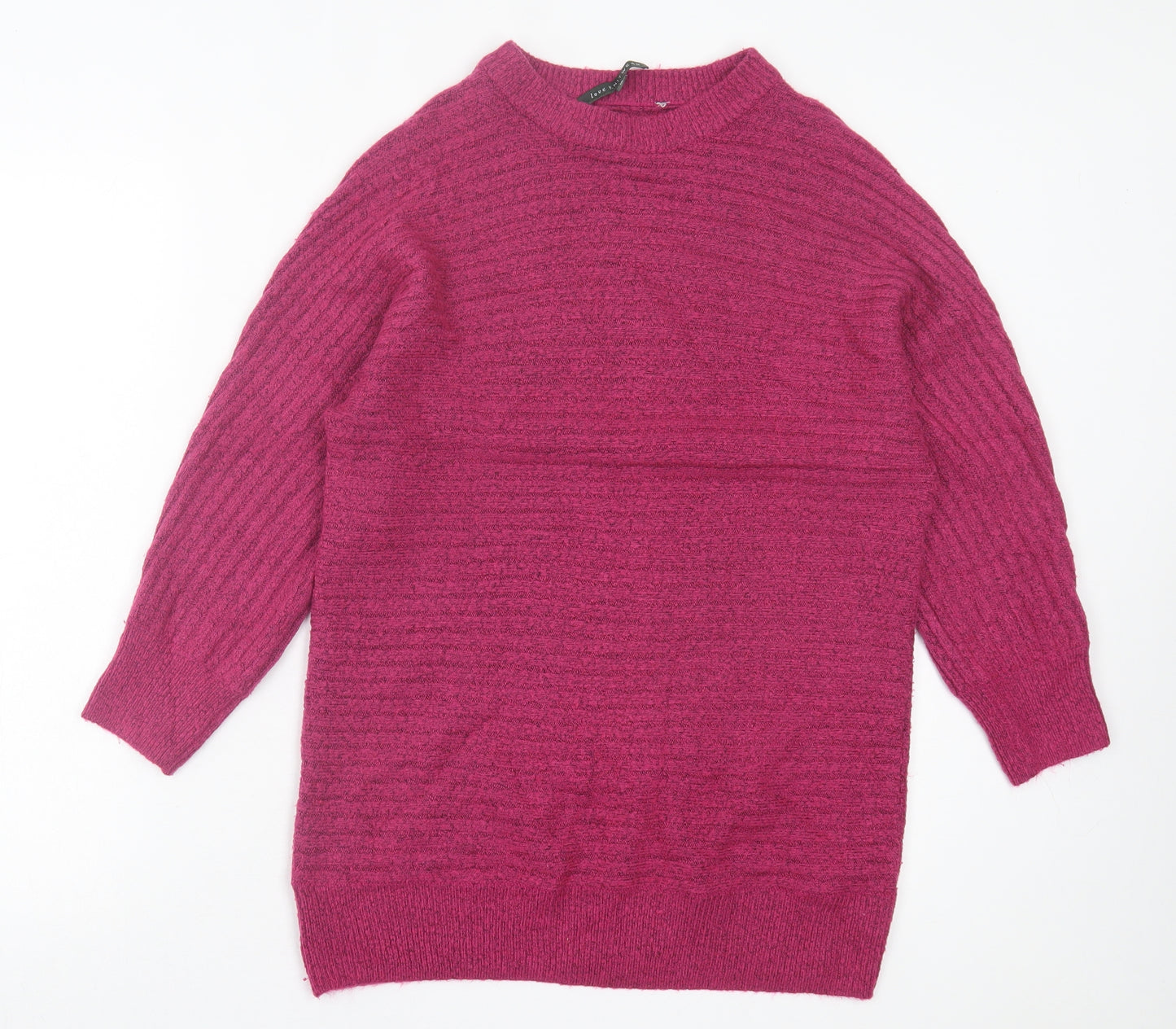 bonmarch Womens Pink Crew Neck Acrylic Pullover Jumper Size 10